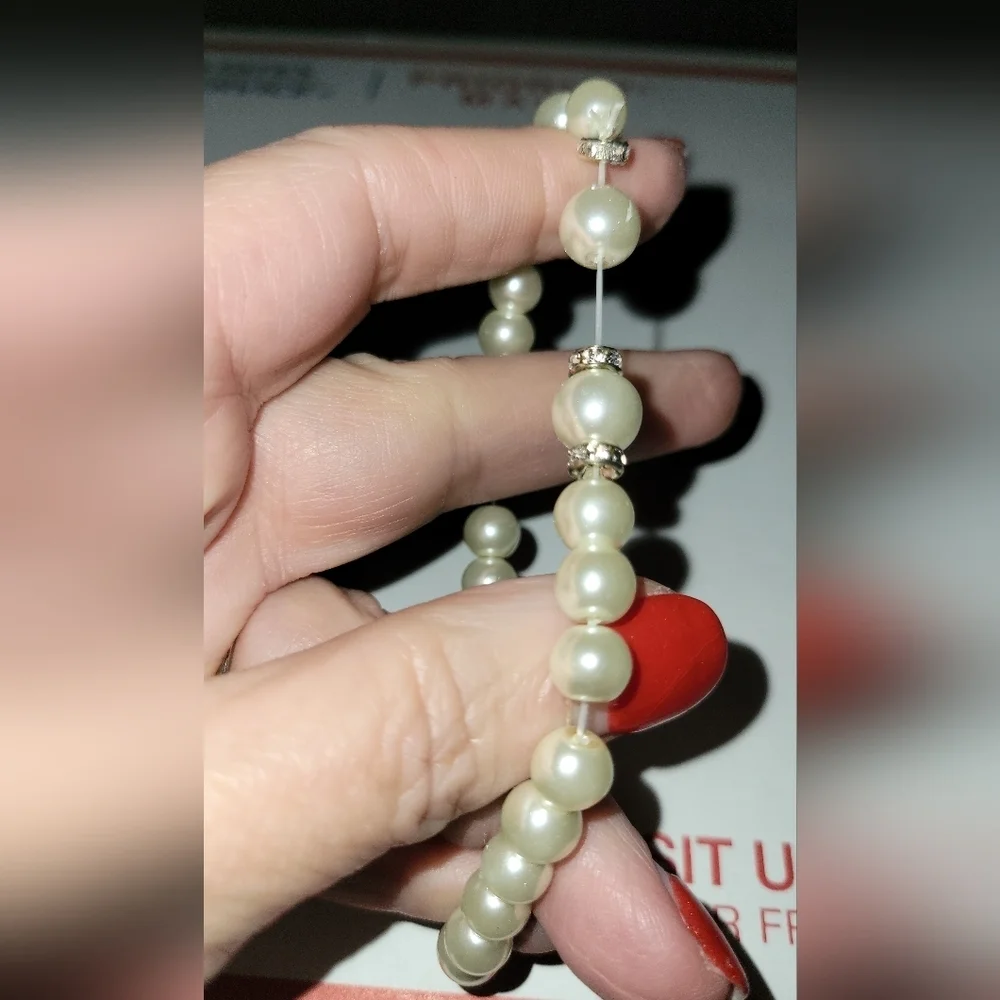 Pearl Faux & Rhinestone Stretch Bracelet